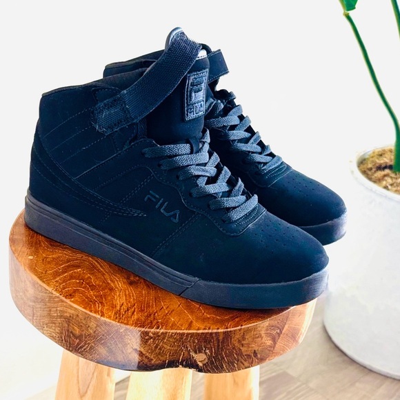 Fila Shoes - Fila Woman’s Black High-Top Sneakers with Strap